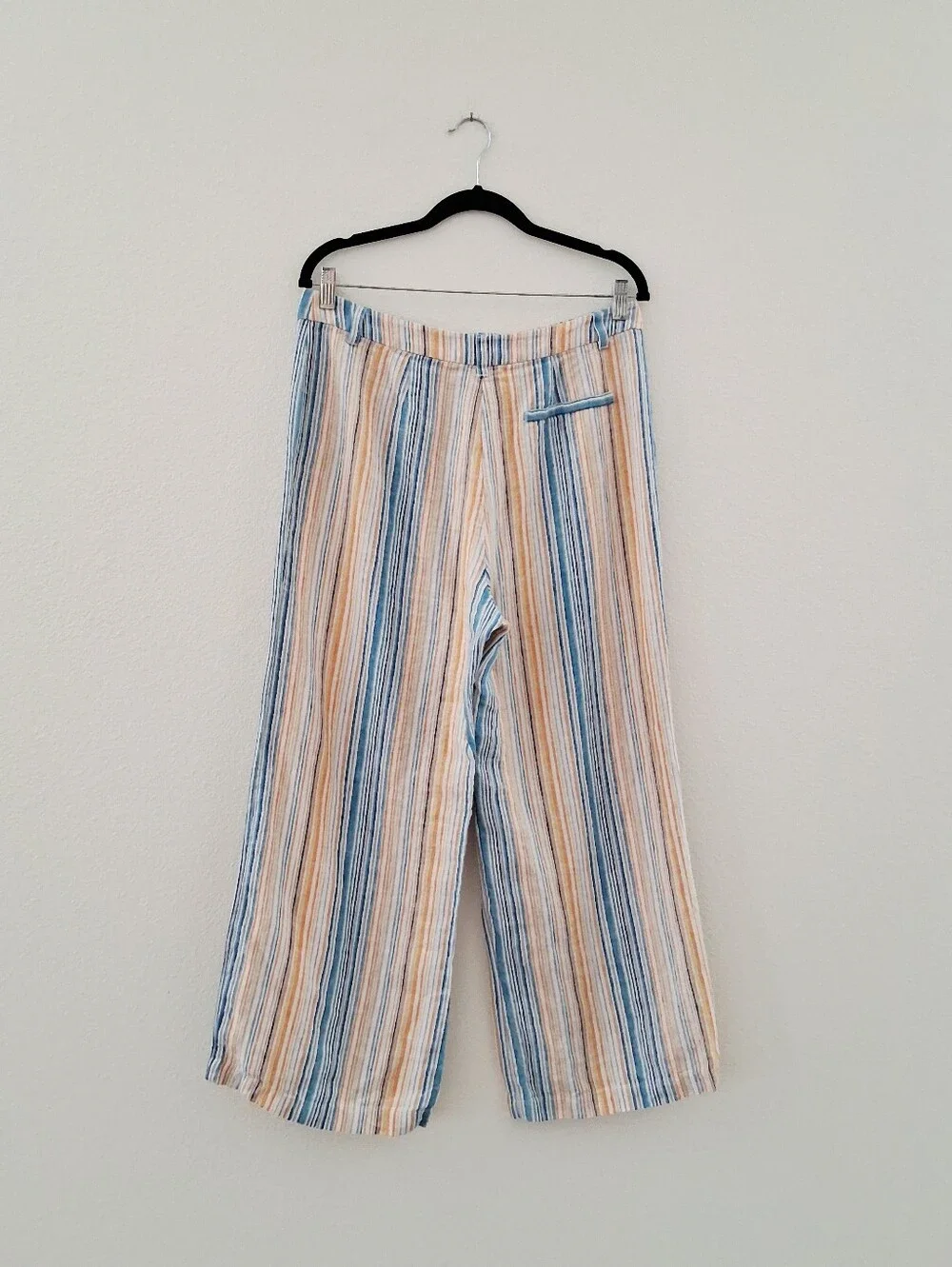 Reformation Tahiti Linen High Rise Wide Leg Crop In Rainbow Pastel Stripe